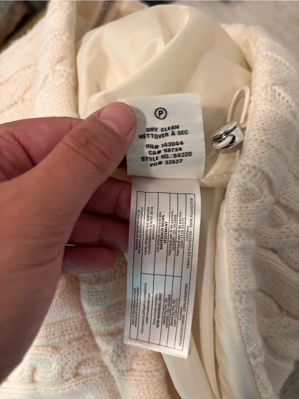 BAGATELLE Cable Stitch Puffer Vest in cream size small